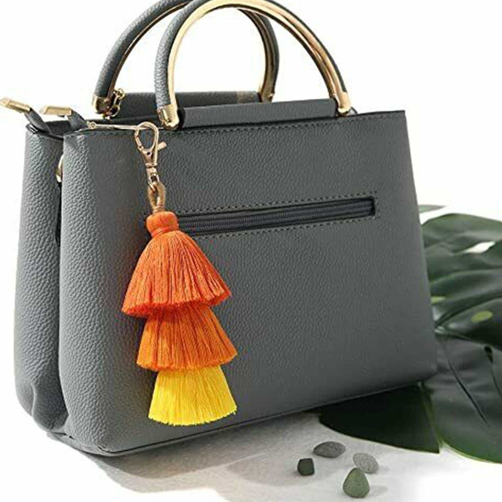 3PCS Colorful Tassel Bag Charm Key Chain Handmade Cute Keychains for Women
