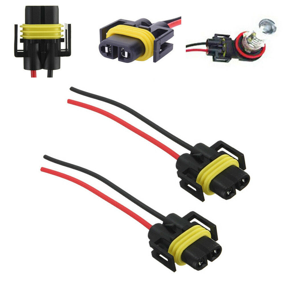 2pcs H11 H8 Headlight/Fog Lamp Female Adapter Harness Sockets Car Cable Plug