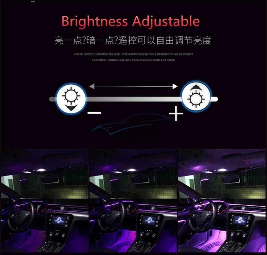 1 Set 64Colors Wireless Car LED Modified Fiber Optic Ambient Light APP Control
