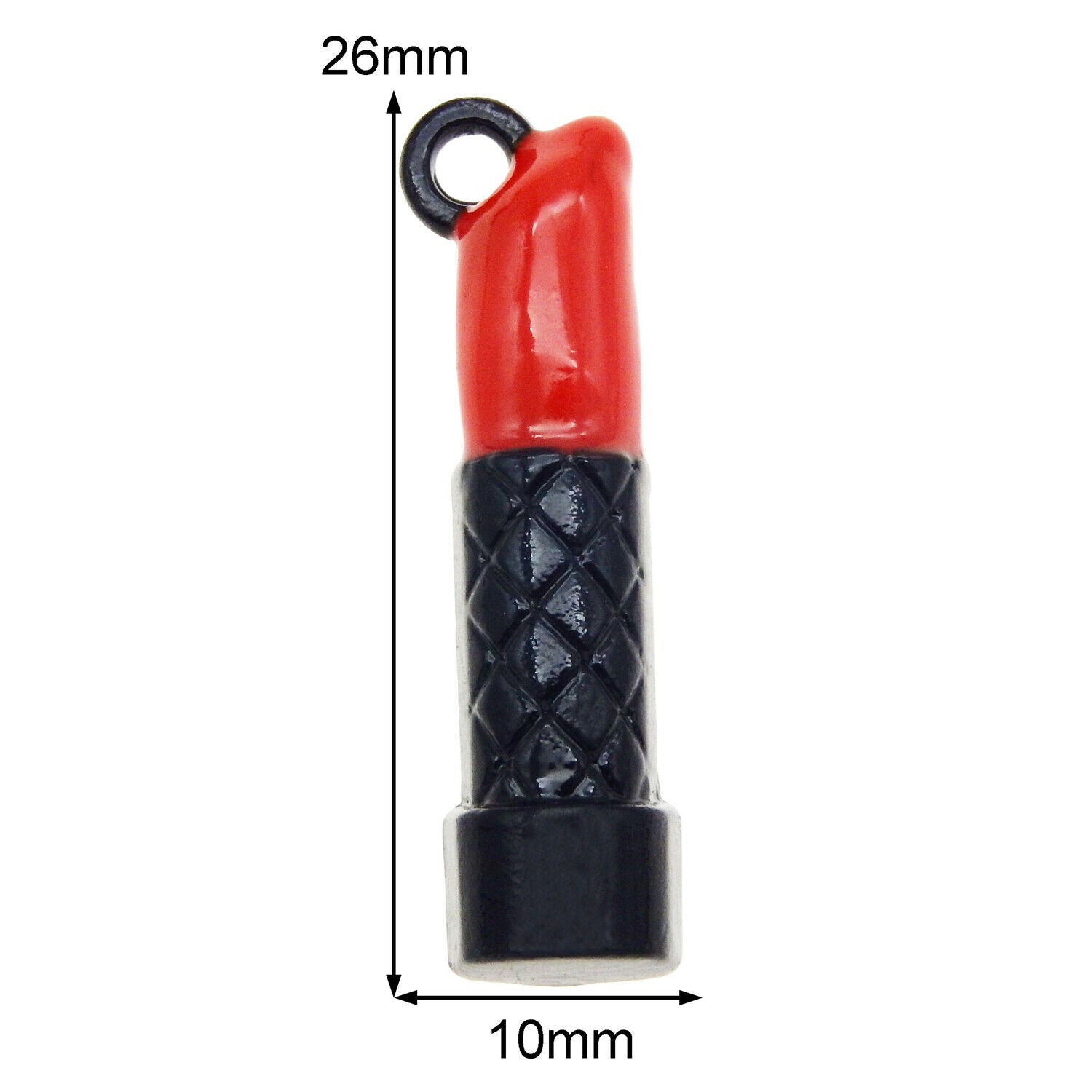 8pcs Black Red Enamel Lipstick Charm Pendant Alloy Makeup Earring Dangle 26x10mm