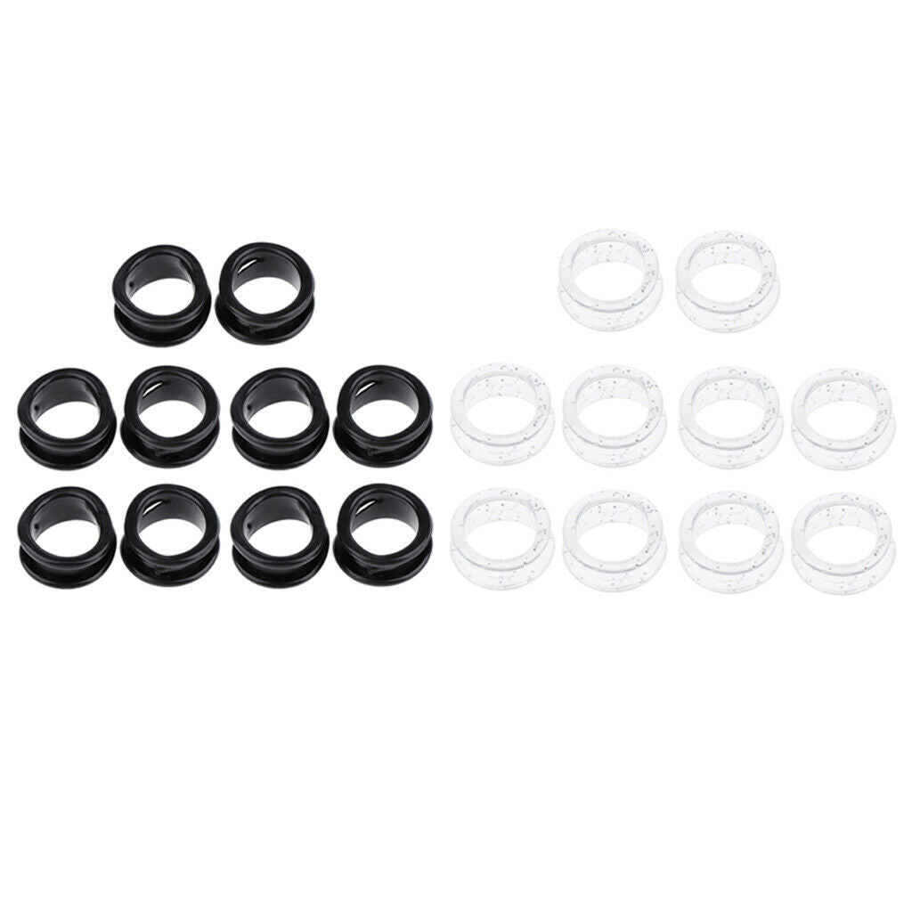 20 Counts Rubber Silicone Scissors Shears Finger Rings Grips Black/Clear