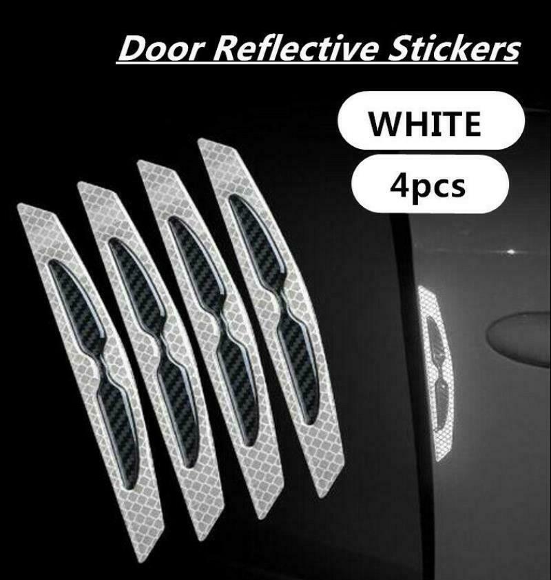 4PCS Car Door Anti-Collision Strip Reflective Stickers Carbon Fiber Pattern-WH