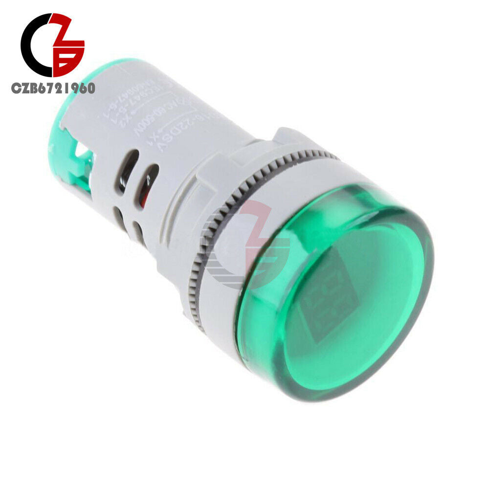 Green 22mm AC60-500V LED Voltmeter Voltage Meter Indicator Pilot Light Display
