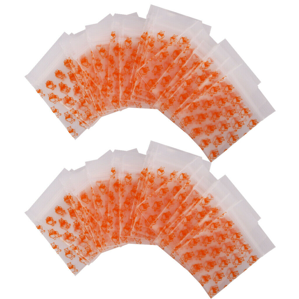 200 Small   Bags, Self Seal Resealable Reclosable Bag, Clear & Cartoon