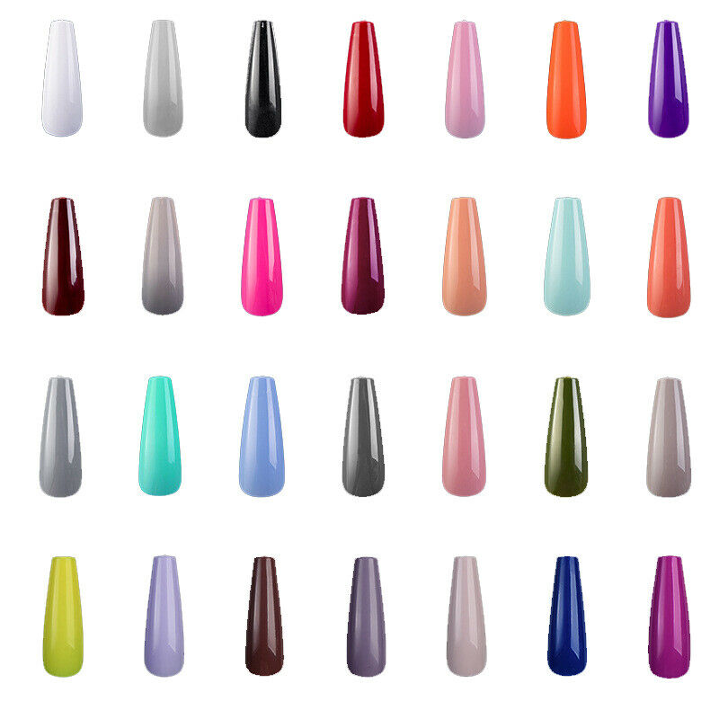 540pcs/Box Mixed Colors Acrylic Long Ballerina Coffin Tips False Nail Full Cover