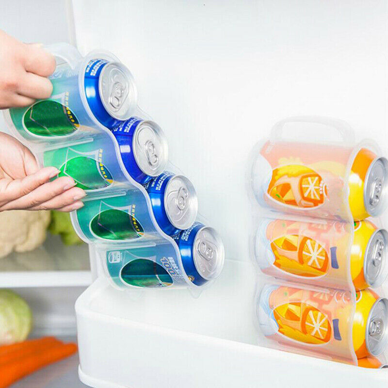 Transparent Drink Bottle Fridge Organizer Case Holder Cans Storage Box Conta*DF