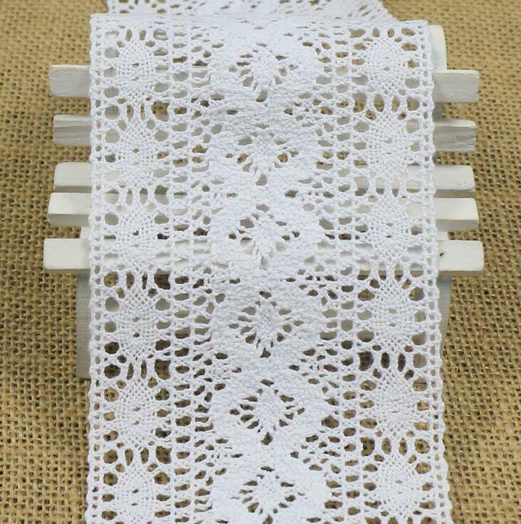 2 Yards White wide Hollow Cotton Crochet lace Trim Clothing Sewing Accessories