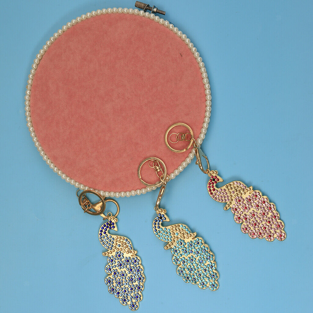 Mosaic Making Kits, DIY Full Drill Diamond Painting Keyring Cartoon Peacock