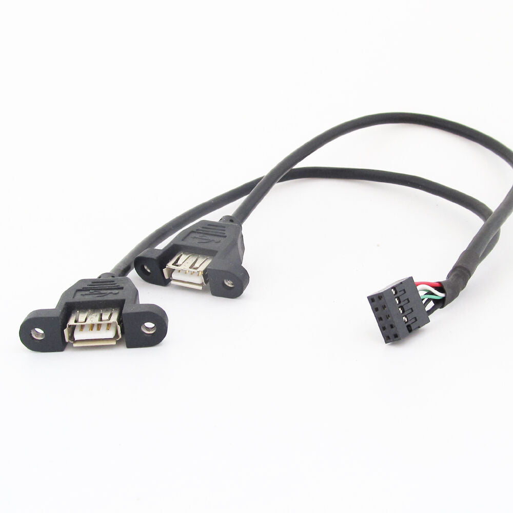 20pcs 0.5M 2 Port USB A Female to Internal 2x5 way  9 Pin Header Adapter Cable