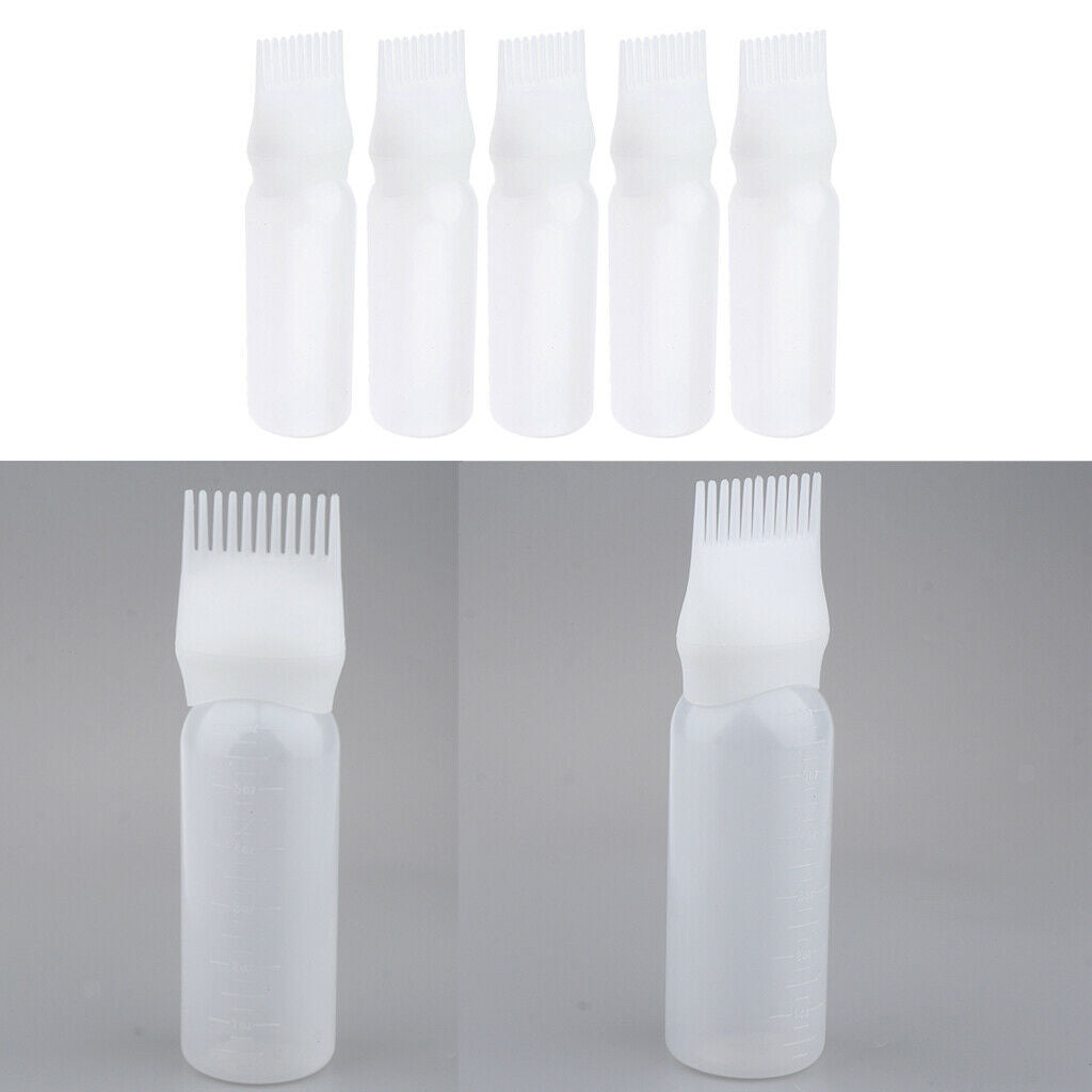 5x Salon Hair Color Comb Applicator Bottles Dispenser with Scale 2ounce