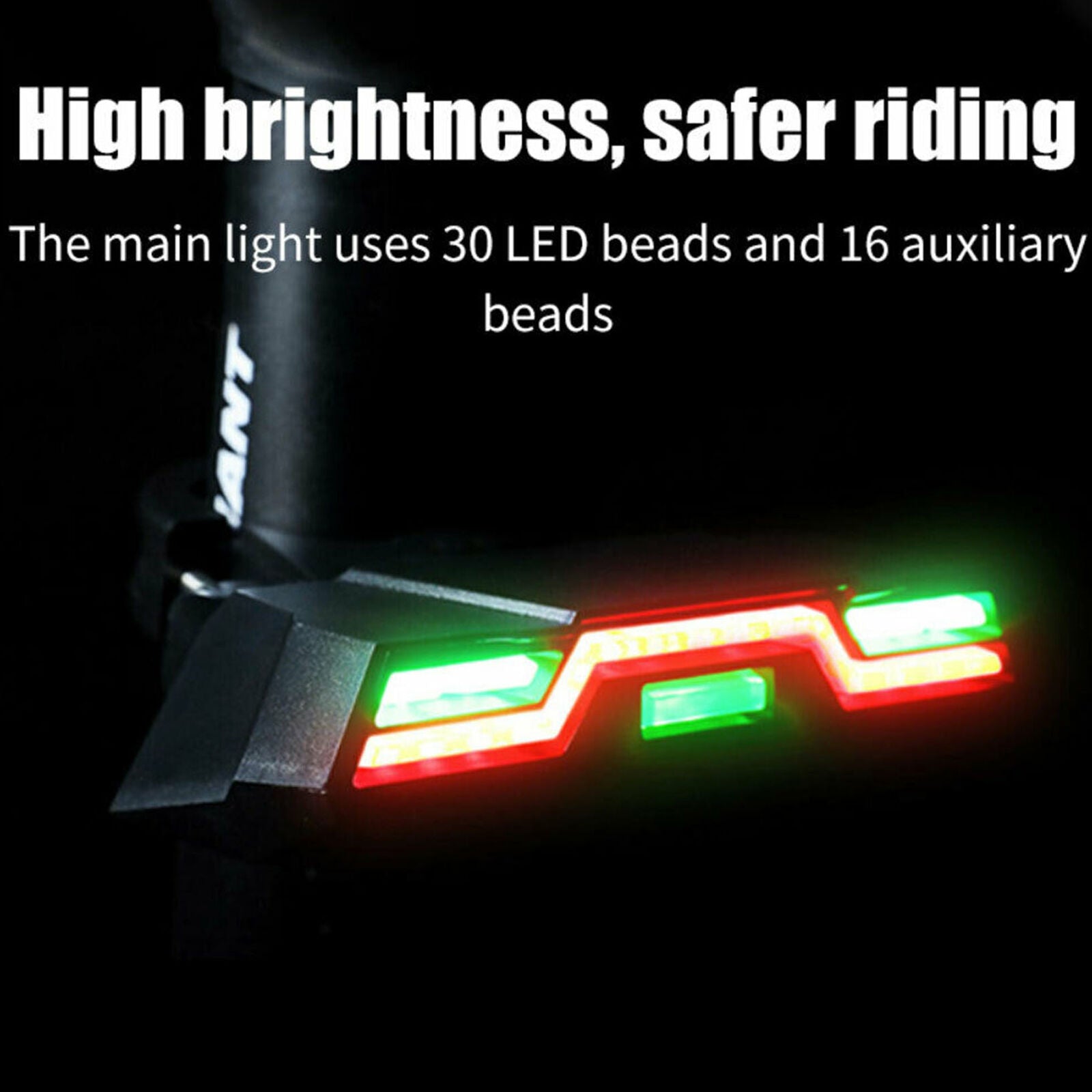 Bicycle LED Tail Light Turn Signal Rear Brake Lamp USB Rechargeable Night Safety