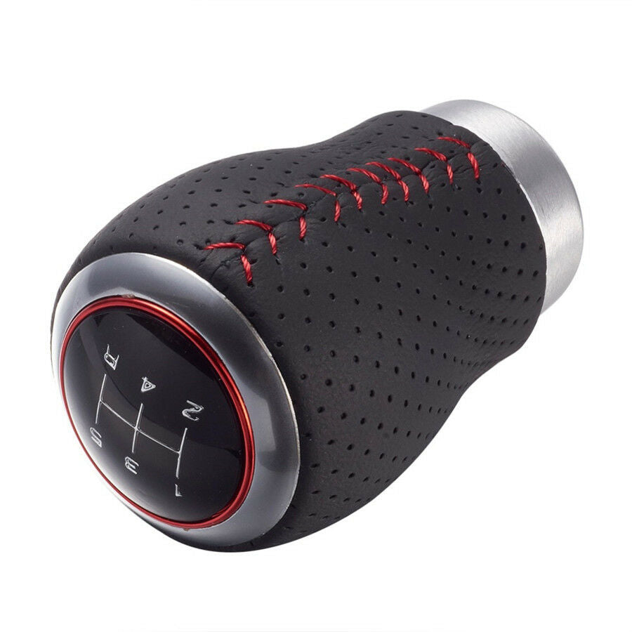 Black and Red Thread 5 Speed Manual Car Gear Shift Knob Metal Gear Head