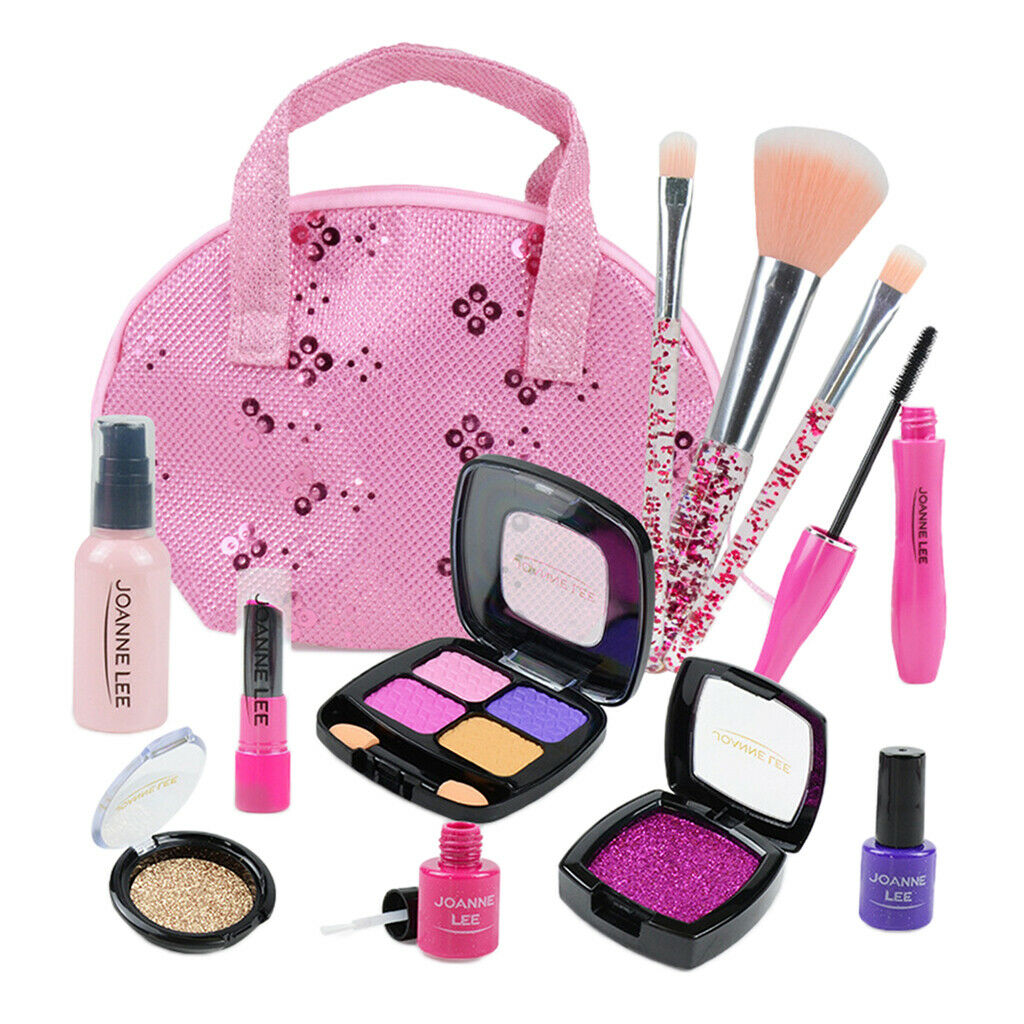 1 Set Pretend Play Makeup Set Game Lipstick Eye Shadows with Cosmetic Bag