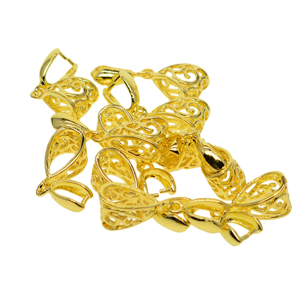 10Pcs Golden Pinch Bail Clasp Slide Pendant Necklace Connector Hanging Craft