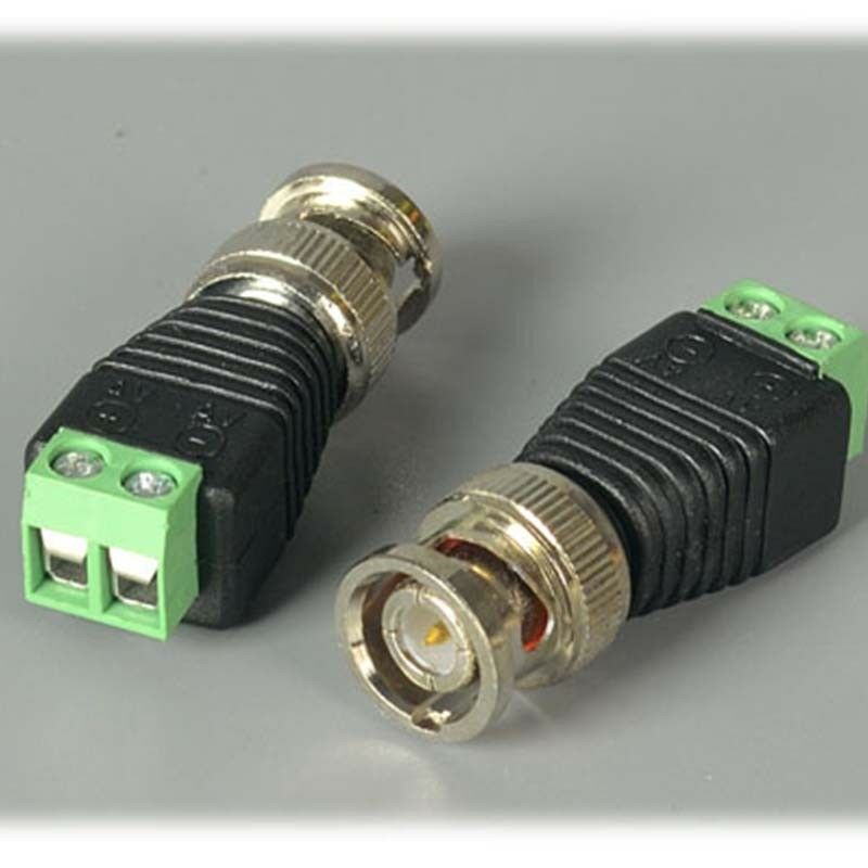 10pcs Bnc Male To 2 Pin Camera DVR Connector CCTV Adapter Terminals