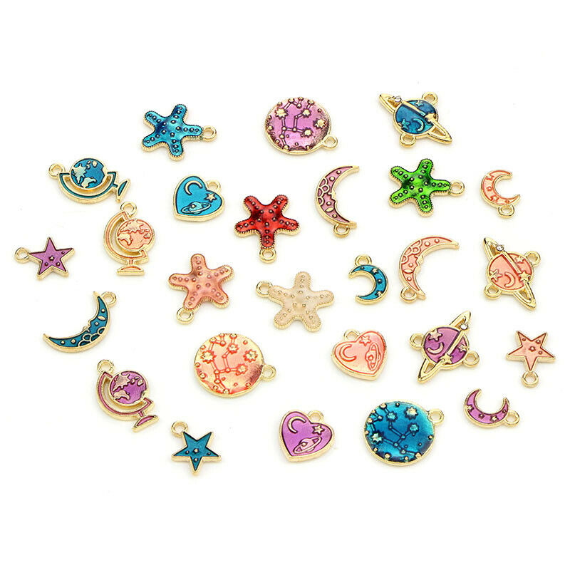 26Pcs/Set Enamel Alloy Star Planet Charms Pendant DIY Craft Jewelry Findin Tt