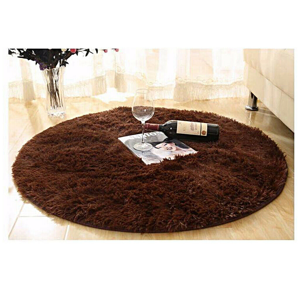 80cm Fluffy Rug Anti-Skid Shaggy Area Rug Bedroom Carpet Floor Mat Coffee