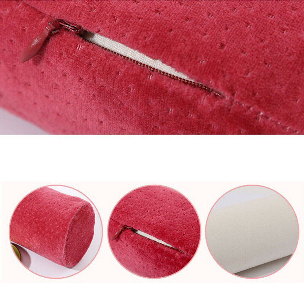 Soft Portable Round Memory Foam Pillow Back Cushion Office Use Wine Red