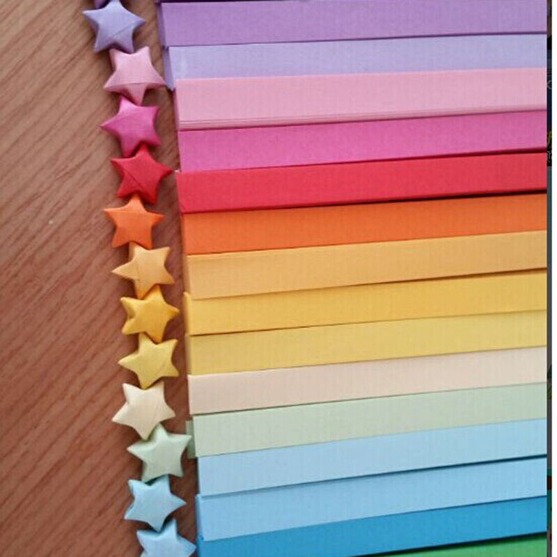 80pcs Funny Origami Lucky Star Paper Strips Folding Paper Ribbons Colors .l8