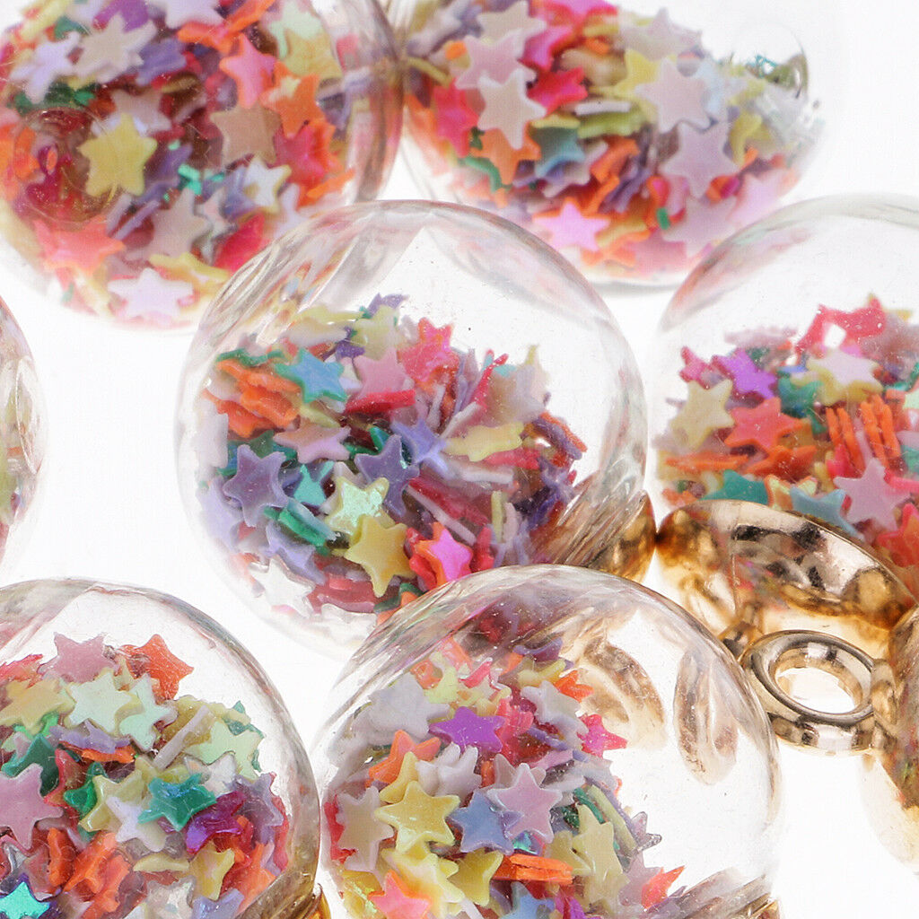 20xLucky Star Glass Wishing Ball Pendant Charms DIY Necklace Earring Jewelry