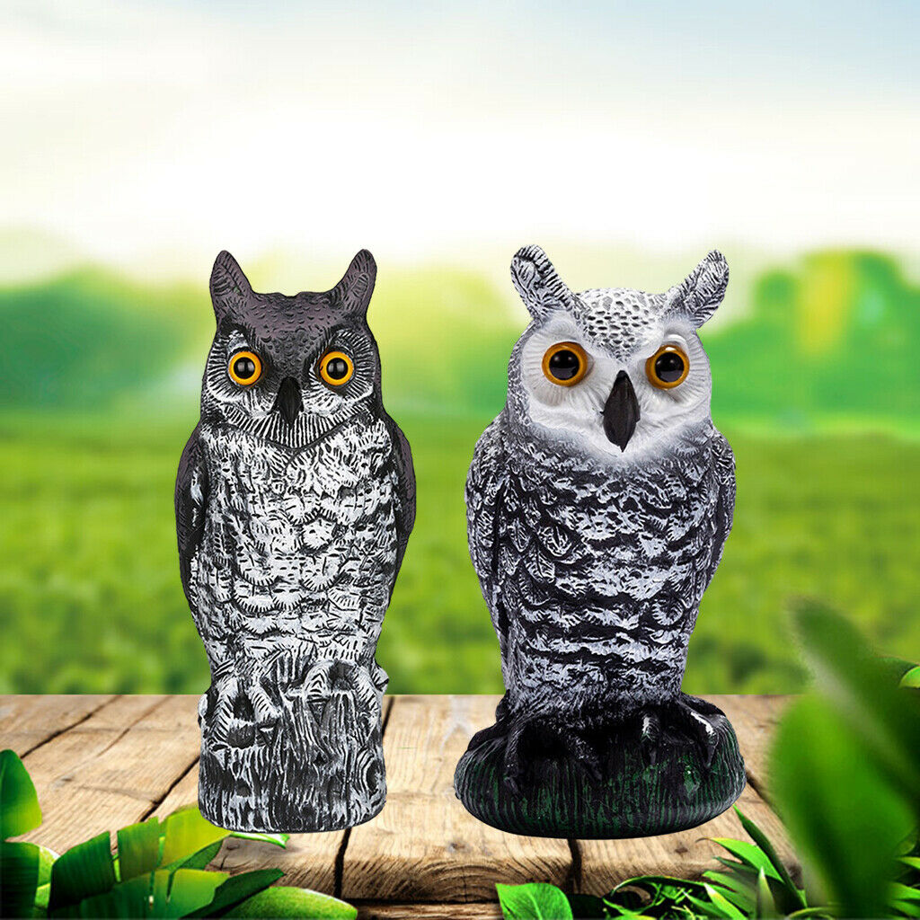 2x Realistic Owl Scarecrow Bird Deterrents Garden Protector Scare Birds Away