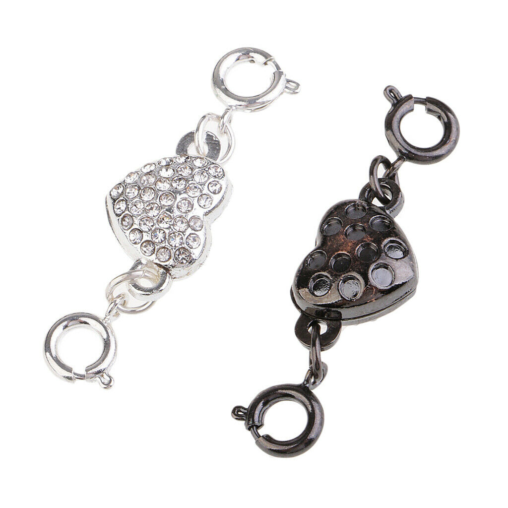 4 Colors Rhinestone Heart Magnetic Clasps Bracelets Jewelry Making Findings