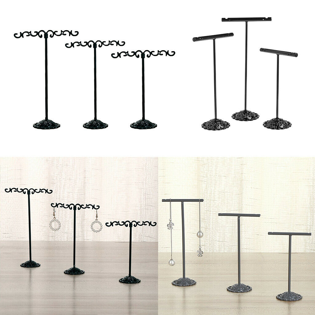 3Pcs Jewelry Holder Display Stand Earrings T Bar Hanger Necklace Storage Rack 01
