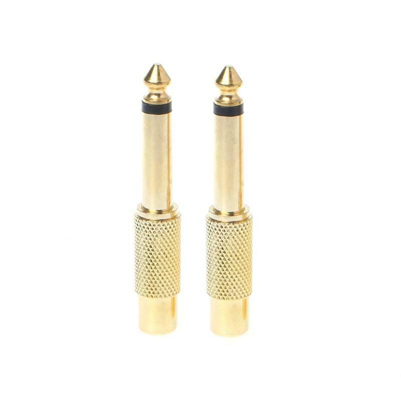 2 Pcs 6.35mm 1/4" Mono Male Jack To RCA Female Plug Audio Adapter Cable