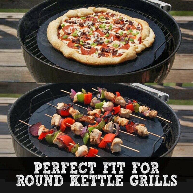 Round BBQ Grill Mat,Non Stick Grilling Mats Heat Resistant Easily Cleaned BarbW3