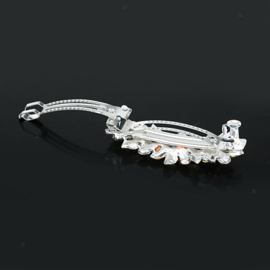 2pcs Flower Diamante Rhinestone Spring Barrette Hair Clip Clasp Headwear for