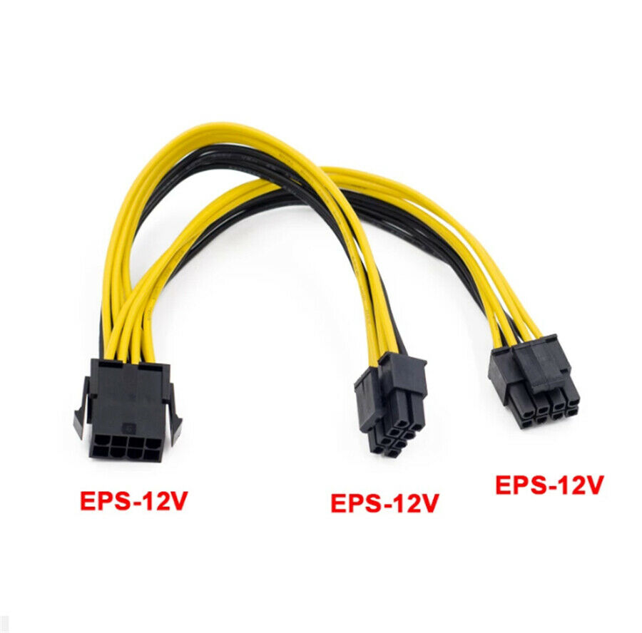 10Pcs CPU 8 Pin to Dual 8 Pin EPS 12V Motherboard Power Supply Cable Y-Splitter