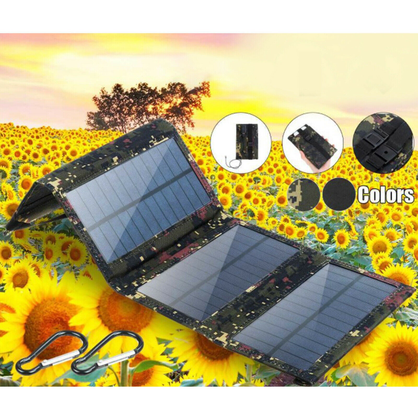 20W USB Solar Panel Folding Portable Charger Camping Car Phone Charger