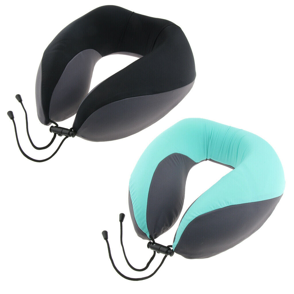 Portable U Shaped Memory Foam Pillow Neck Pillow fo Office Travel Gray Green