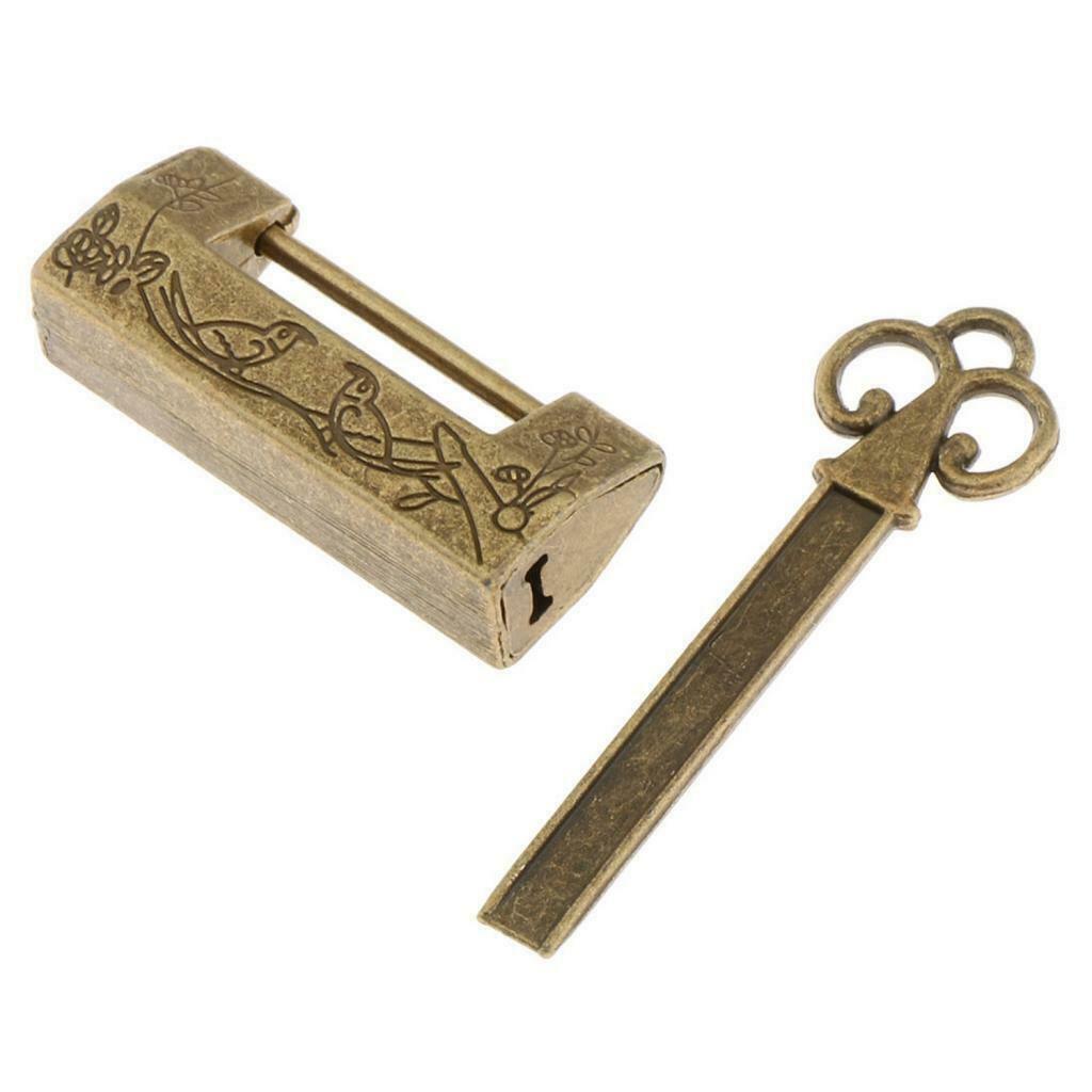 Chinese Ancient Padlocks with Keys Lock Key Set for Jewelry Box Flower Birds