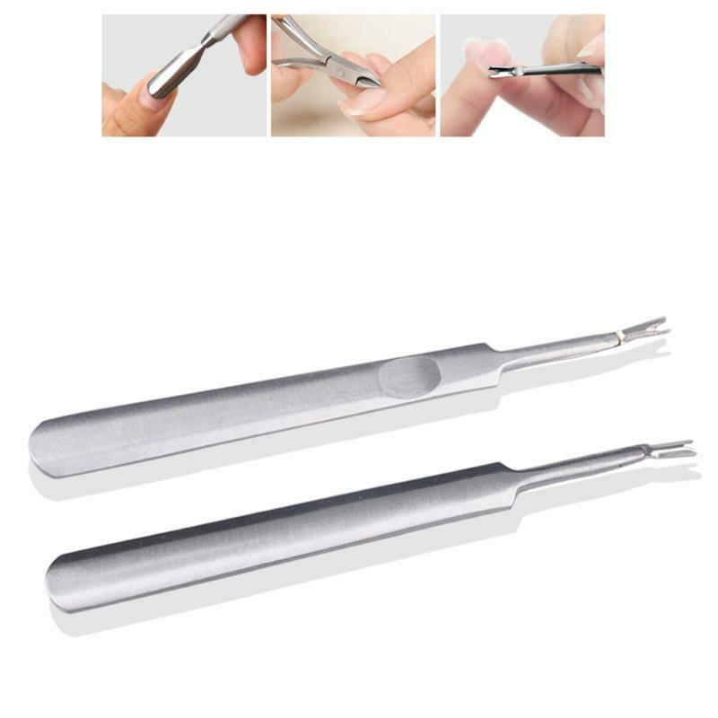 Stainless Steel Cuticle Pusher with V-shaped Fork Manicure Beauty Care Tools