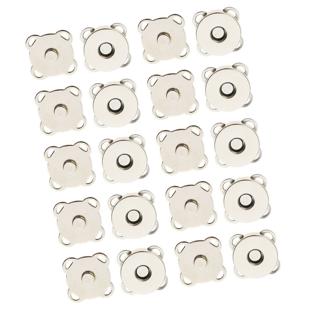 20 Sets Sew On Magnetic Bag Clasps 14mm Fastener Purse Snap DIY Sewing Craft
