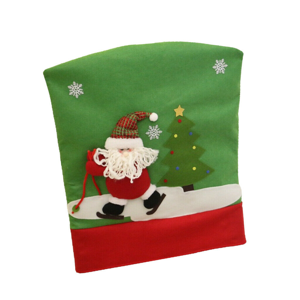3Pcs/Set Christmas Chair Back Cover,Santa/Snowman/Elk Chair Set for Dining Room