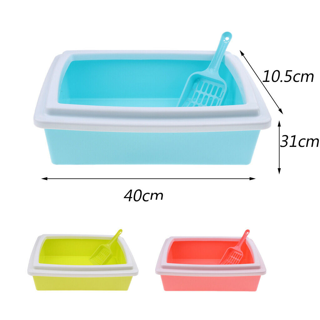Rectangle Pet Cat Litter Box Kitty Toilet Seat Cat Toilet Cat Supplies Blue