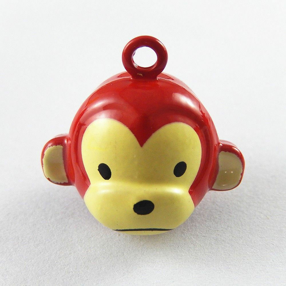 10pcs Brass Cute Monkey Head Jingle Bells Pendant Pet Bells Dog Cat Bells Lovely