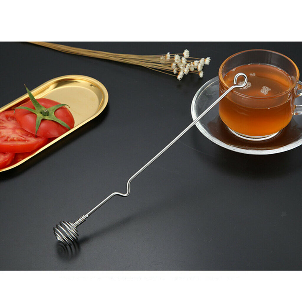 Stainless Steel Honey Ladle Swizzle Spoon Stick Egg Beater Blender Tool