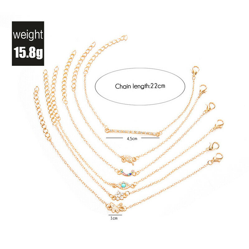 6pcs/set Fashion Crystal Butterfly Bracelets Set For Women simple Leaves .l8