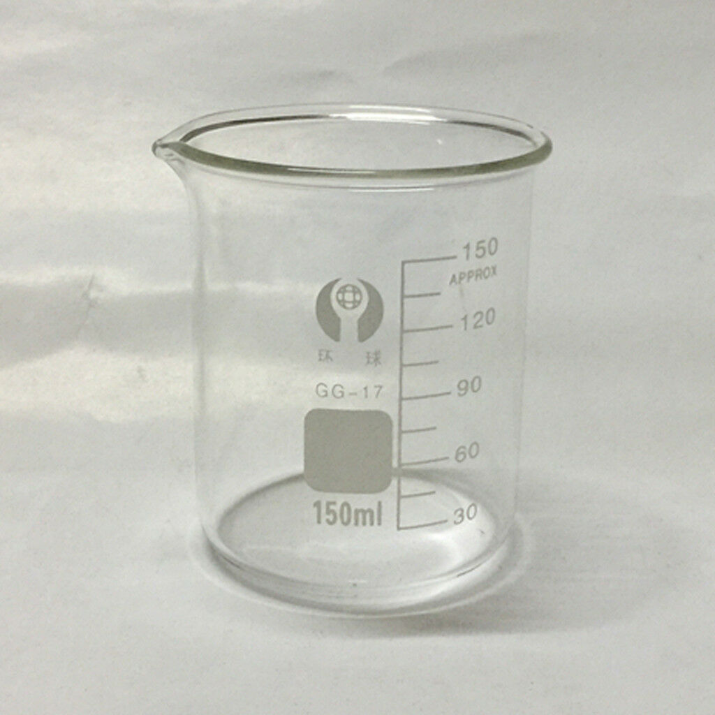 Glass Beaker Lab Measuring Cup Borosilicate Containers 100ml+150ml Clear
