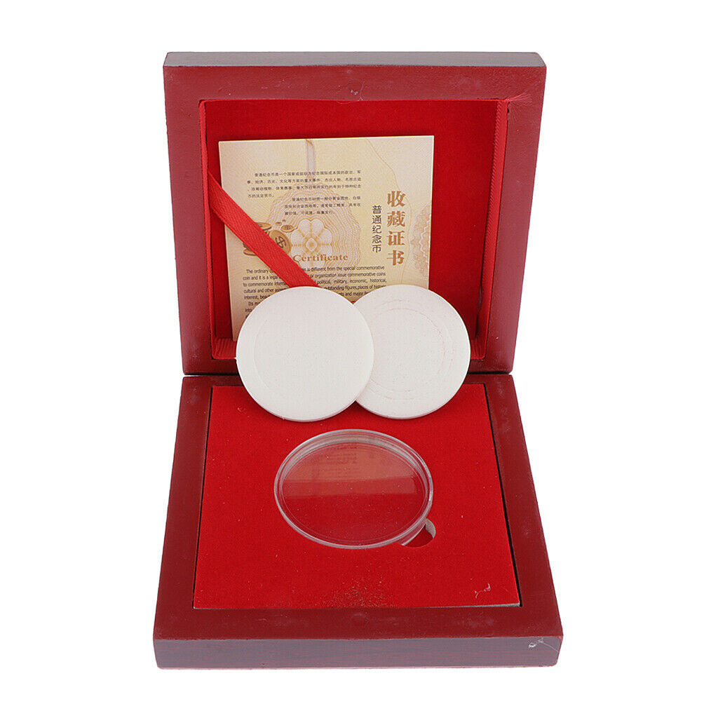 Wood Display Case for Coins / Medals of 4cm - Retro Coin Storage Box for 1 Piece