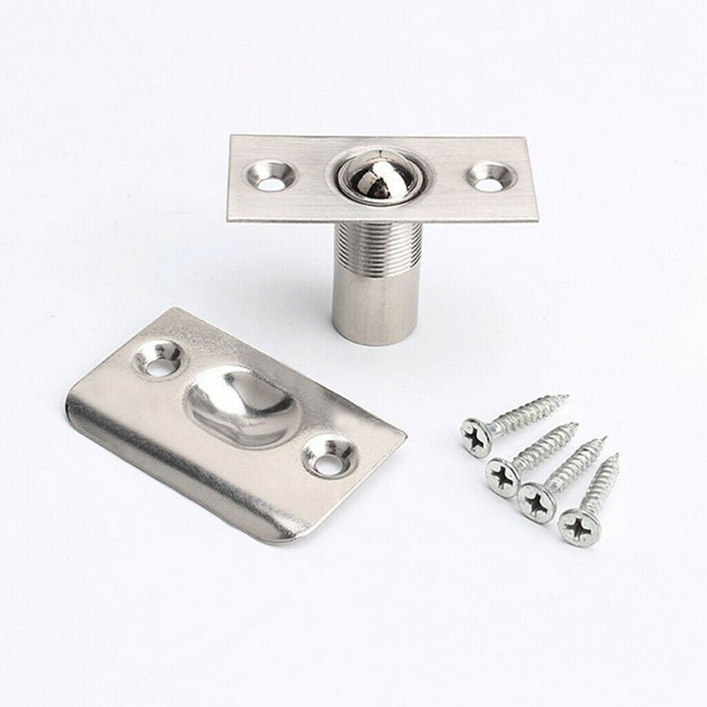 Adjustable Door Roller Catch Mortice Spring Loaded Ball Latch Locks Chrome