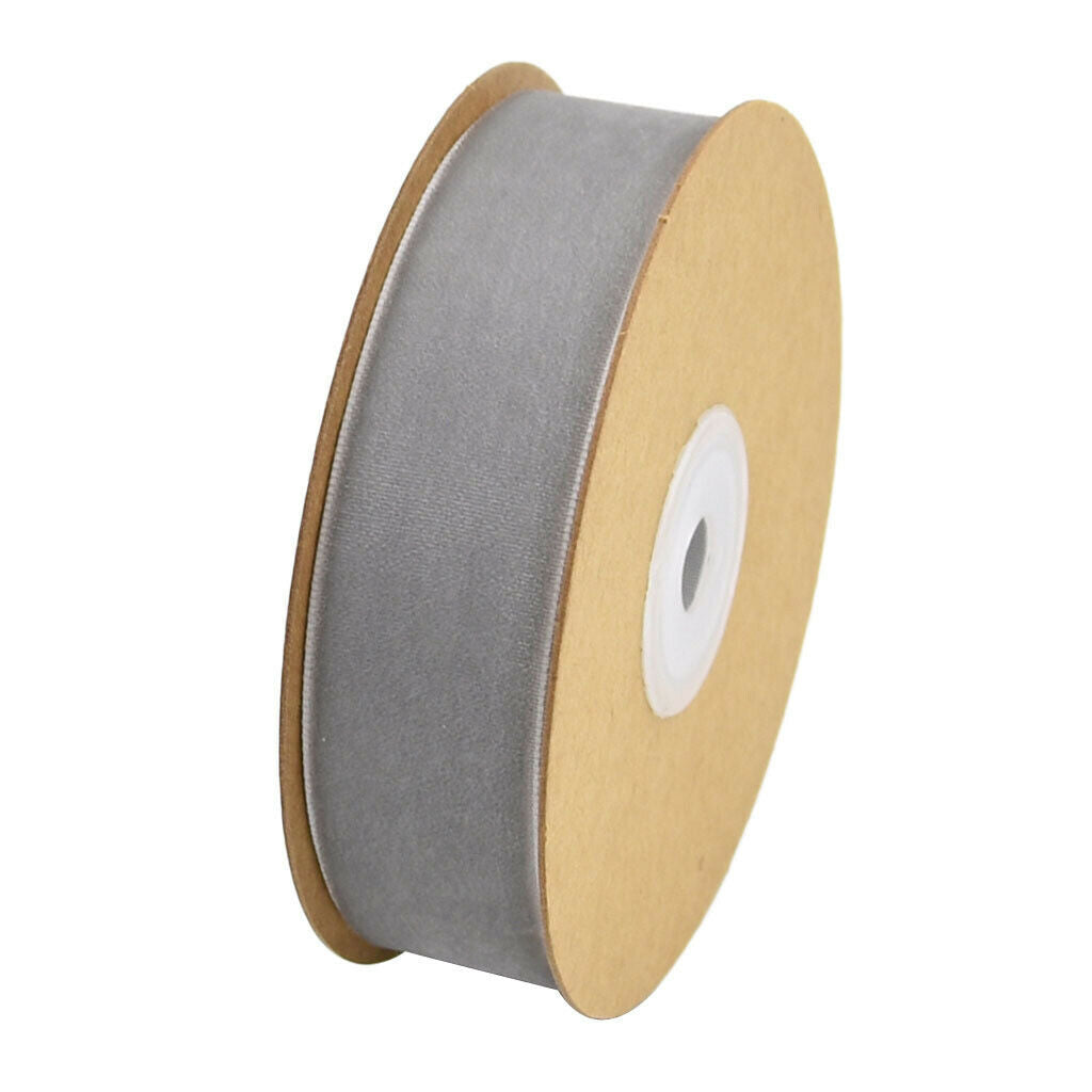 5 yards 1 "wide velvet ribbon roll for craft DIY hair bow clips gray