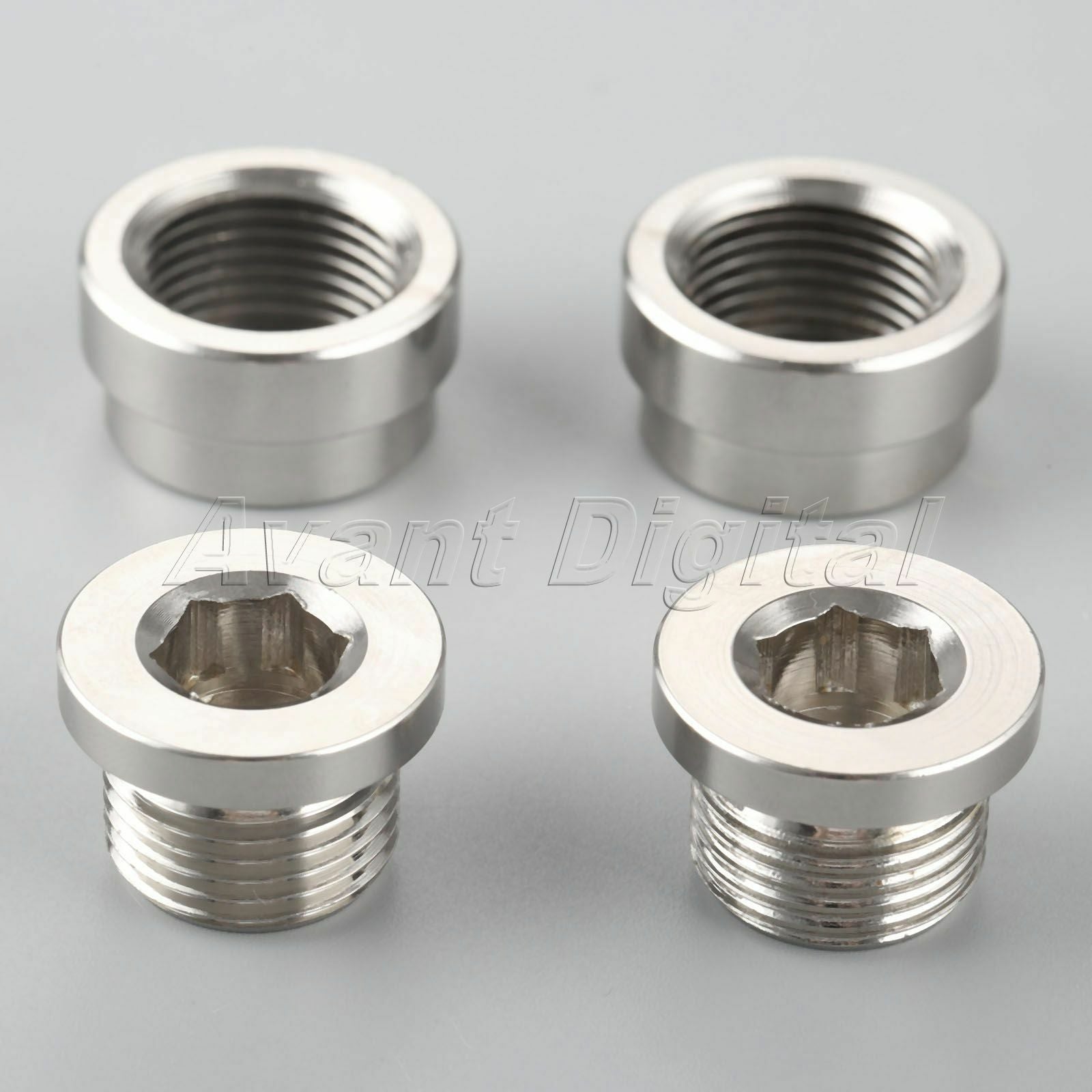 Set O2 Oxygen Sensor Stepped Mounting Boss and Plugs 2 Bungs/2 Plugs M18 X 1.5