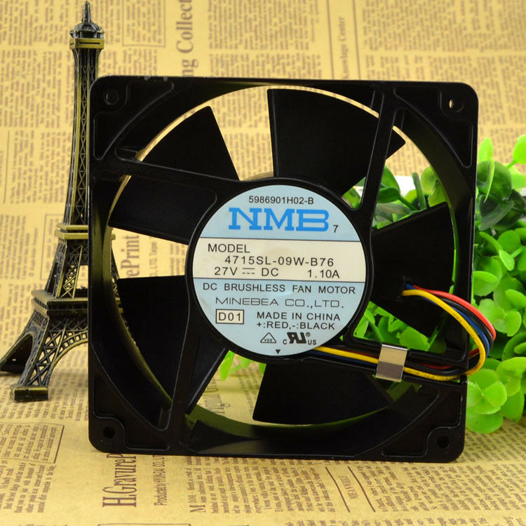 For NMB 4715SL-09W-B76 Server cooling fan DC27V 1.10A 120*120*38mm 4pin