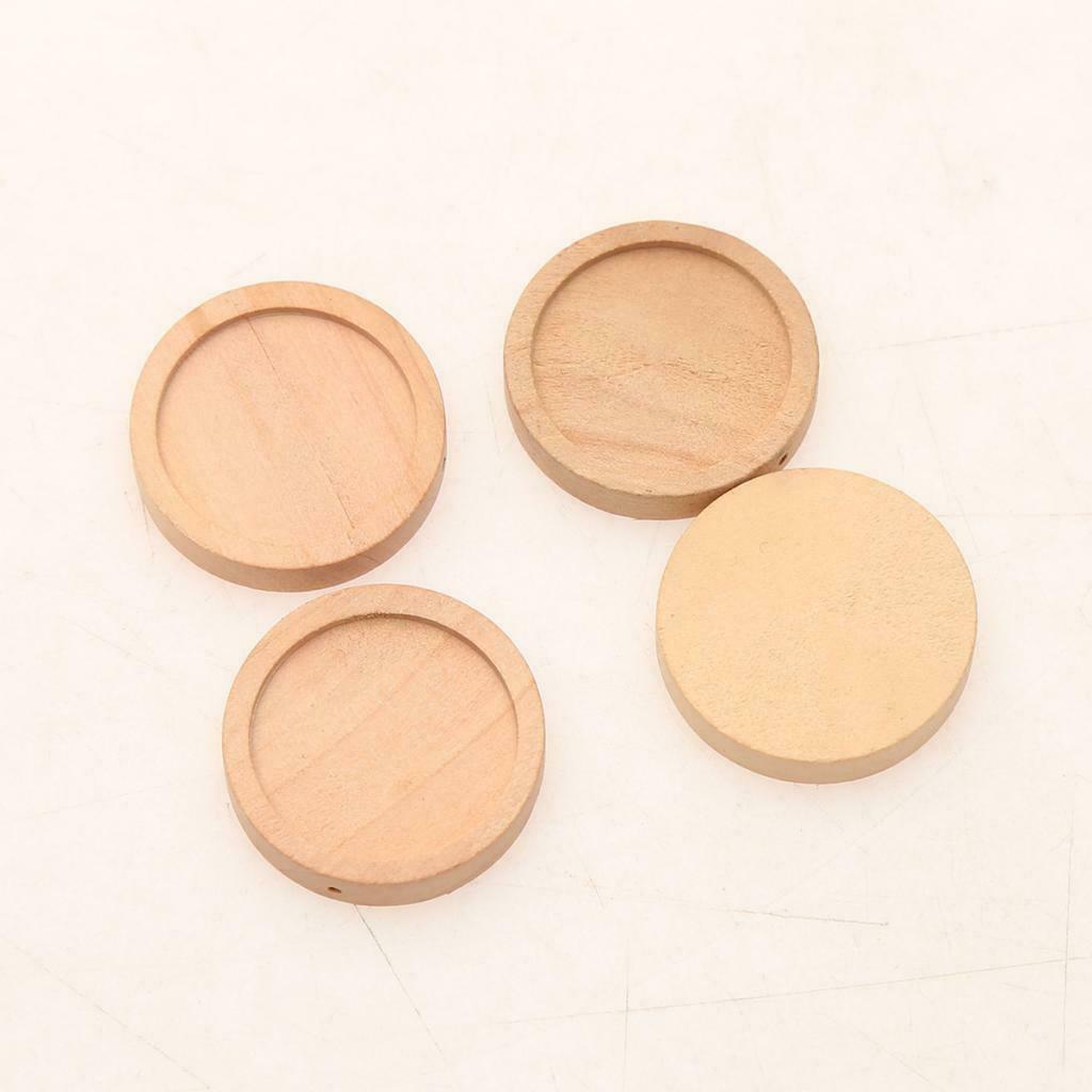 20x Wooden Charms Cabochon Setting Base DIY Jewelry Pendant Natural 30mm