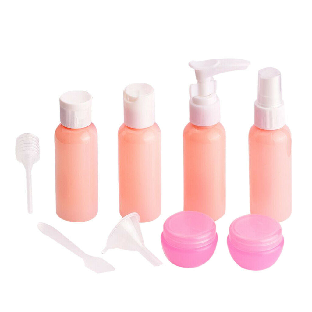 9 Pieces Travel Kit Mini Plastic Bottles Makeup Toiletries Container Empty