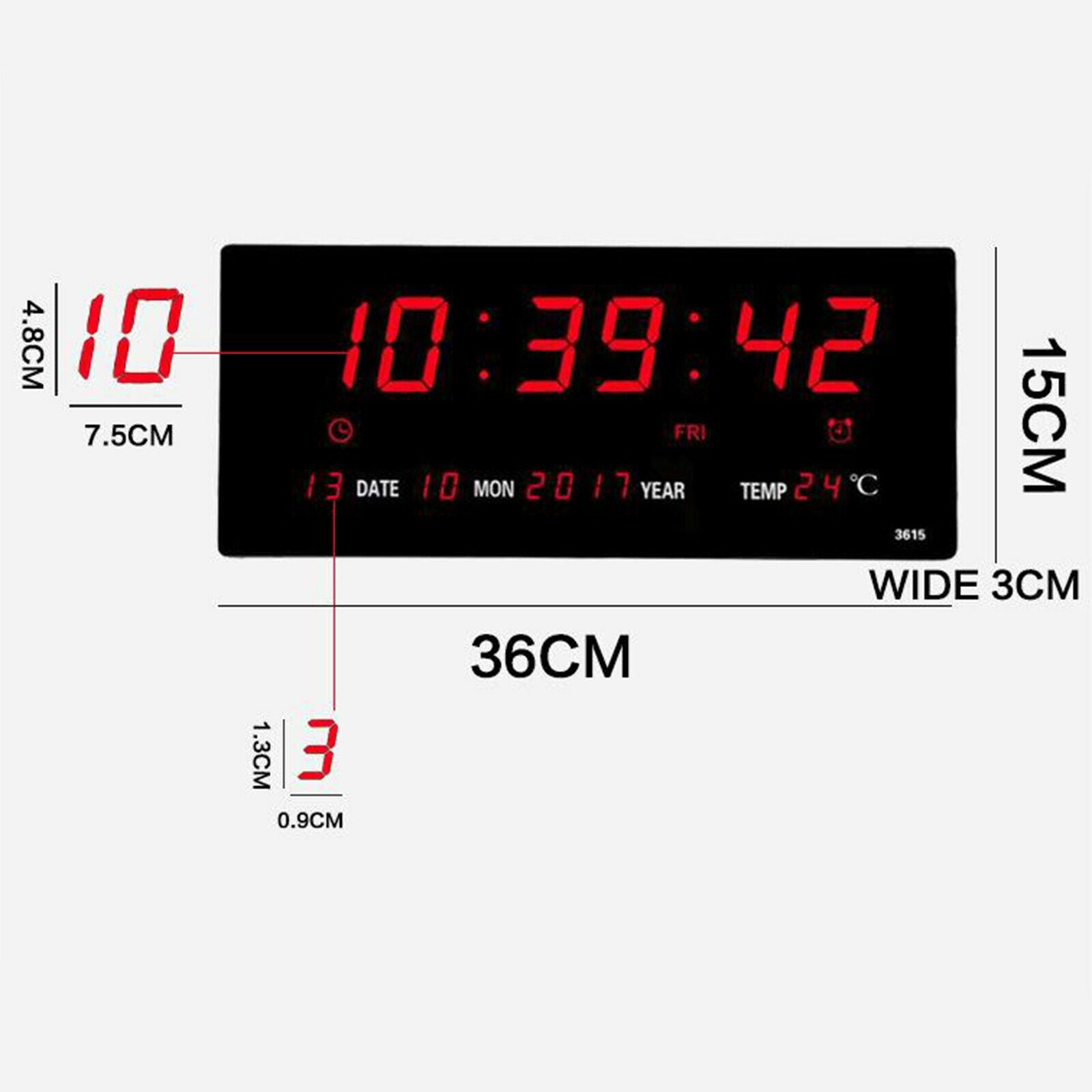 Digital Home Temperature Large Big Jumbo LED Wall Desk Clock with Calendar AU